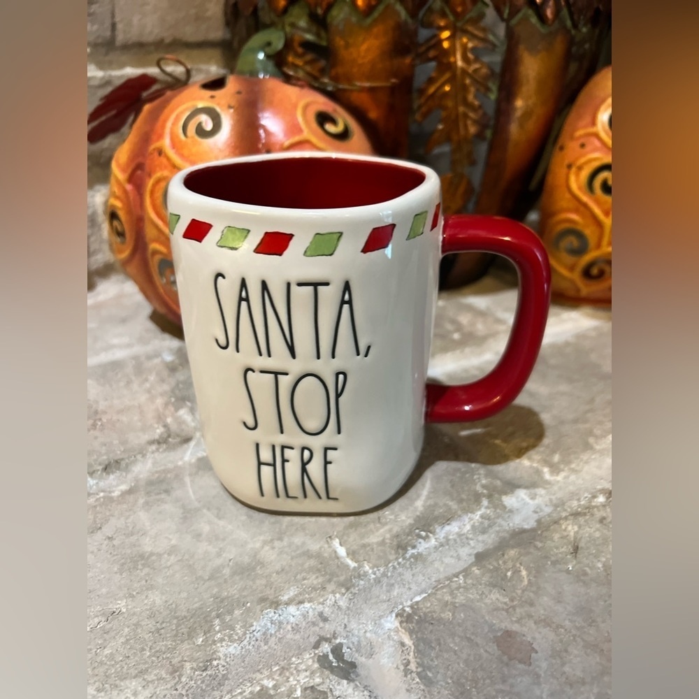 Rae Dunn Santa stop here Christmas mug. New, never used